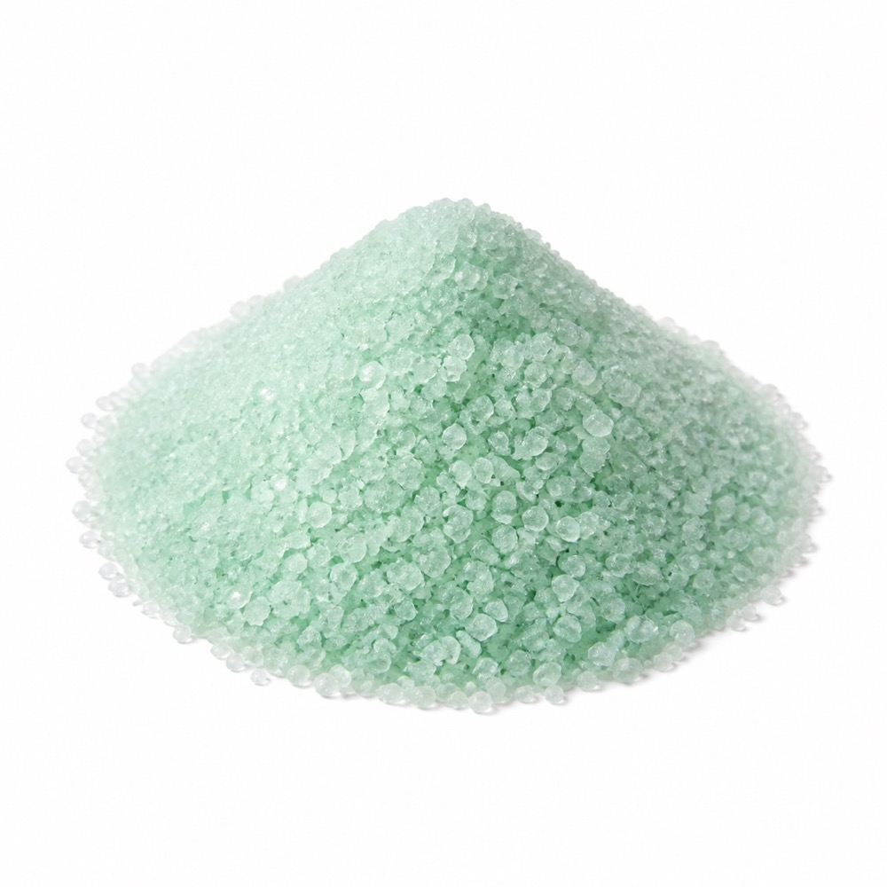 Green ferrous sulphate crystals