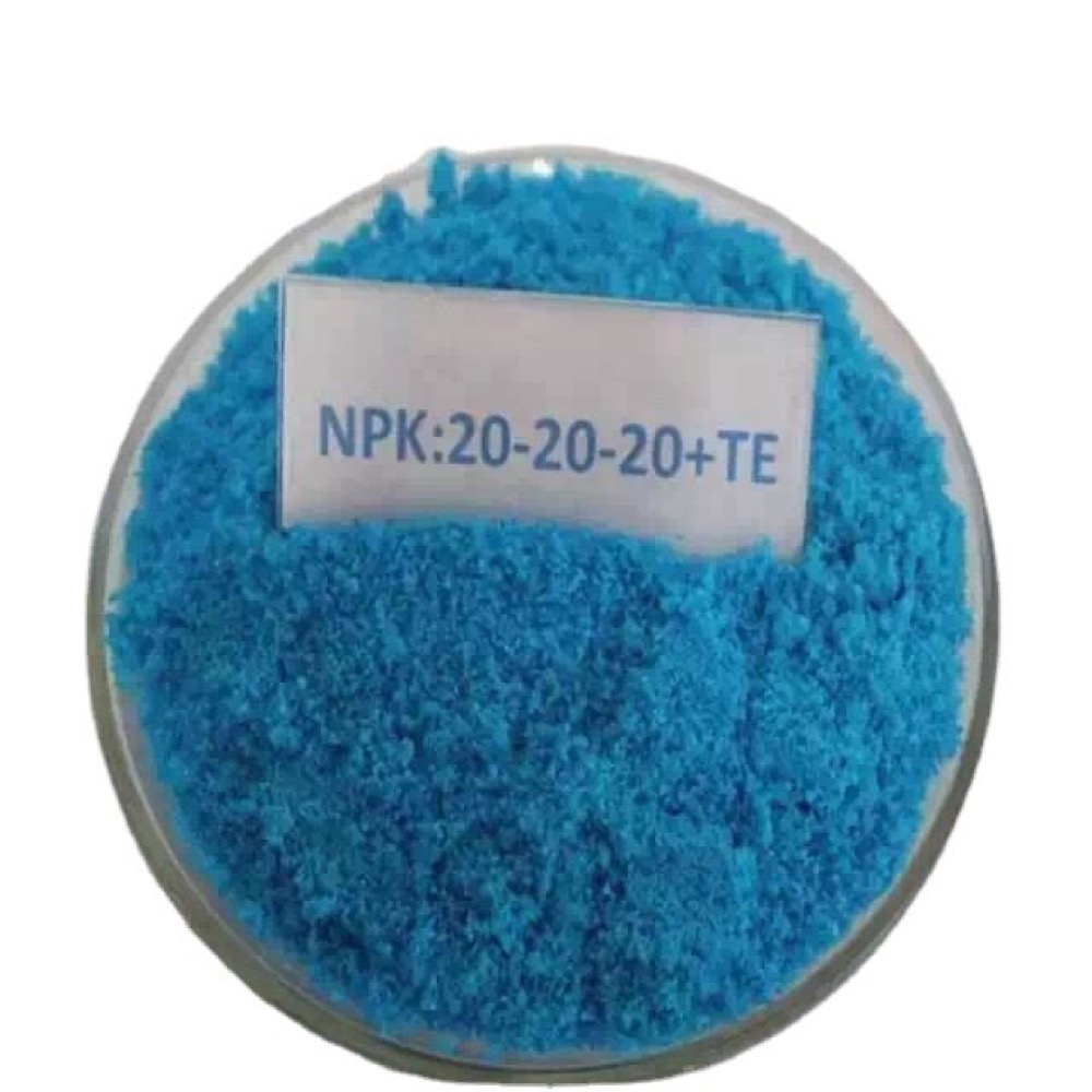 Fine blue water-soluble NPK fertilizer powder